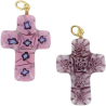 Pendentif croix en veritable verre de Murano H. 3 cm. Livre en boite.