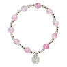 Bracelet dizainier sur élastique pour enfant avec grains œil de chat Ø 6 mm et médaille en métal de la Vierge Miraculeuse.