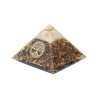 Pyramide Orgonite avec arbre de vie, L. 6 cm. Plusieurs pierres.