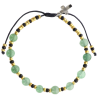 Bracelet dizainier réglable sur corde, grains en pierre 6 mm, croix en métal. Disponible en différentes pierres.