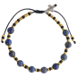 Bracelet dizainier réglable sur corde, grains en pierre 6 mm, croix en métal. Disponible en différentes pierres.