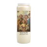 Bougie de neuvaine durée 9 jours 100% végétal avec autocollant classique et prière, hauteur 18 cm Ø 6,5 cm.