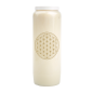 Bougie de neuvaine durée 9 jours 100% végétal avec autocollant classique et prière, hauteur 18 cm Ø 6,5 cm.