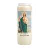 Bougie de neuvaine durée 9 jours 100% végétal avec autocollant classique et prière, hauteur 18 cm Ø 6,5 cm.