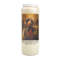 Bougie de neuvaine durée 9 jours 100% végétal avec autocollant classique et prière, hauteur 18 cm Ø 6,5 cm.