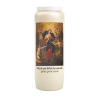 Bougie de neuvaine durée 9 jours 100% végétal avec autocollant classique et prière, hauteur 18 cm Ø 6,5 cm.
