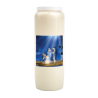 Bougie de neuvaine durée 9 jours 100% végétal avec autocollant classique et prière, hauteur 18 cm Ø 6,5 cm.