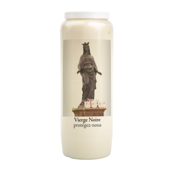 Bougie de neuvaine durée 9 jours 100% végétal avec autocollant classique et prière, hauteur 18 cm Ø 6,5 cm.