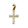 Croix de cou en plaqué or sertie de zirconium – H. 1,5 cm. Livrée en boîte.