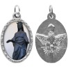 Médaille métal de couleur argentée ovale avec rebord effet dentelle H.2,5 cm avec résine. Disponible avec différents Saints.