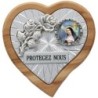 Pendentif de l'EX VOTO en laiton de couleur argentée et contour avec zircons H. 1,8 cm