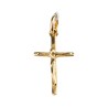 Croix de cou en plaqué or avec Christ – H. 2,5 cm. Livrée en boîte.