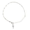 Bracelet dizainier en argent 925 °/°° ajustable sur chaîne serpent, grains Ø 3 mm (2,60 g), avec croix. Livré en boîte.