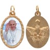 Médaille métal de couleur dorée ovale avec rebord effet dentelle H.2.5 cm avec résine. Disponible avec différents saints.