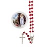 Chapelet grains en bois de rose, Ø 7 mm, chaine, croix avec Christ plus boite.