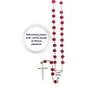 Chapelet grains en bois de rose, Ø 7 mm, chaine, croix avec Christ plus boite.