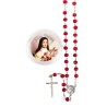Chapelet grains en bois de rose, Ø 7 mm, chaine, croix avec Christ plus boite.