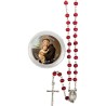 Chapelet grains en bois de rose, Ø 7 mm, chaine, croix avec Christ plus boite.