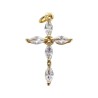 Croix de cou doree superieur avec zircon forme ovale H. 2,7 cm.