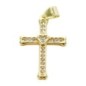 Croix de cou doree superieur centre coeur et zircon H. 2,3 cm.