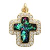 Croix de cou en laiton dore superieur avec strass hauteur, 1.6 cm. LOT DE 5 ASSORTIES.