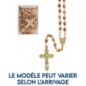 Chapelet en bois d'olivier, chaine et croix avec Christ, grains Ø 6 mm . Livré en boite.