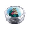 Boite plastique octogonale transparente Ø 6 cm, hauteur 2.5 cm.