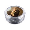 Boite plastique octogonale transparente Ø 6 cm, hauteur 2.5 cm.