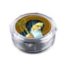 Boite plastique octogonale transparente Ø 6 cm, hauteur 2.5 cm.
