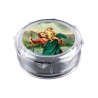 Boite plastique octogonale transparente Ø 6 cm, hauteur 2.5 cm.