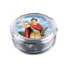 Boite plastique octogonale transparente Ø 6 cm, hauteur 2.5 cm.