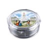 Boite plastique octogonale transparente Ø 6 cm, hauteur 2.5 cm.