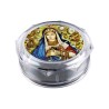 Boite plastique octogonale transparente Ø 6 cm, hauteur 2.5 cm.