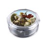 Boite plastique octogonale transparente Ø 6 cm, hauteur 2.5 cm.