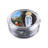 Boite plastique octogonale transparente Ø 6 cm, hauteur 2.5 cm.