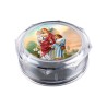 Boite plastique octogonale transparente Ø 6 cm, hauteur 2.5 cm.