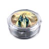 Boite plastique octogonale transparente Ø 6 cm, hauteur 2.5 cm.