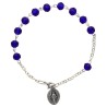 Bracelet dizainier sur chaine, grains en semi-cristal de Ø 6 mm avec medaille miraculeuse. Differentes couleurs