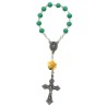 Dizainier sur chaine grains Ø 5 mm et rose, croix métal avec Christ. Disponible en différentes couleurs.