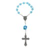 Dizainier sur chaine grains Ø 5 mm et rose, croix métal avec Christ. Disponible en différentes couleurs.