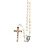 Chapelet grains en bois, Ø 7 mm, double chaine couleur argentee, longueur au cœur 27 cm, croix avec Christ.