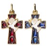 Croix de cou en métal doré, émaillée avec colombe – Revers : PAX – Hauteur 4 cm