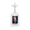 Lumignon blanc a piles H. 13,5 cm avec croix, plusieurs saints