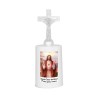 Lumignon blanc a piles H. 13,5 cm avec croix, plusieurs saints
