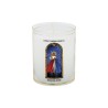 Veilleuse blanche avec autocollant "vitrail" de saint 20/24, H. 6,5 cm, Ø 5 cm ( VO 5)