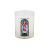 Veilleuse blanche avec autocollant "vitrail" de saint 20/24, H. 6,5 cm, Ø 5 cm ( VO 5)