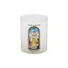 Veilleuse blanche avec autocollant "vitrail" de saint 20/24, H. 6,5 cm, Ø 5 cm ( VO 5)