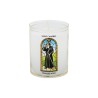 Veilleuse blanche avec autocollant "vitrail" de saint 20/24, H. 6,5 cm, Ø 5 cm ( VO 5)