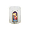 Veilleuse blanche avec autocollant "vitrail" de saint 20/24, H. 6,5 cm, Ø 5 cm ( VO 5)