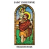 Autocollant Transparent vitrail de saint avec priere H. 10.5 x 6.5 cm pour bougie de neuvaine.